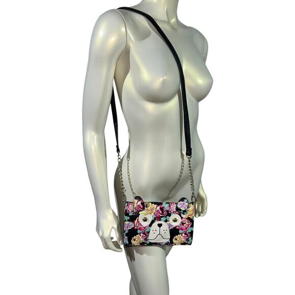 Betsey Johnson Floral Dog Face Crossbody Wallet Bag - Picture 2 of 11